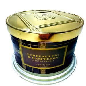 NEW LARGE HomeWorx Bordeaux Fig & Raspberry Candle 18 oz 4 Wick Harry Slatkin